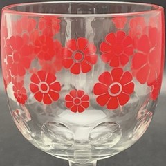 Bartlett Collins Red Daisies Flower Power Goblet/Schooner Made in USA 14oz 6”t