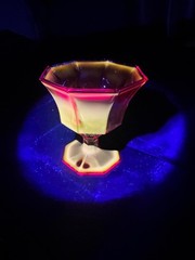 pair of 5 ruby red dessert goblets Octagon shape