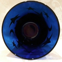 Vintage Culver Cobalt Blue Drinking Glass Tumbler with Gold Stars Crescent Moon