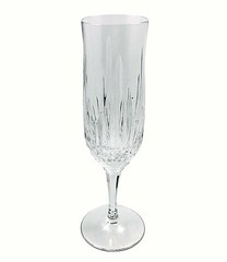 Crystal Champagne Flute Glass Vertical Cuts Clear Stemware 7 3/4