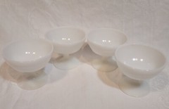 4 Vintage Hazel Atlas Moderntone White Opalescent Platonite Stemmed Sherbets
