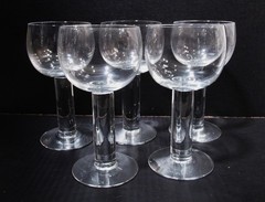 Midcentury Orrefors Crystal Sweden Column 5 Sm 6 5/8” Water Goblets Gunnar Cyren