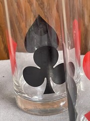 Libbey Playing Cards Poker Bridge Glasses Heart Spade Club Diamond Set of 4 Vtg