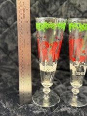 Vintage Libbey Gay Nineties Brass Band Parade Tall Cocktail Glass Set Of 2 1960s