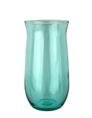 Lot of 5 Vintage Aqua Blue Clear Thin Glass Tumblers Glasses Flared Top 5.25″