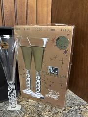 2000 STEM CRTSTAL d ARQUES MILLENNIUM CHAMPAGNE FLUTES SET MINT IN BOX FRANCE
