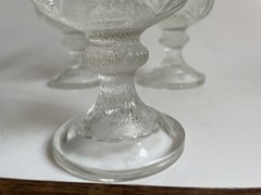 Vintage Indiana Glass Crystal PEBBLE LEAF Clear 6oz. Water Juice 3 Goblets
