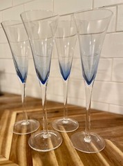 Crate & Barrel Krosno Rhapsody Cobalt Blue Clear Champagne Flute 10 1/8″