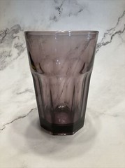 Libby Amethyst Plum Purple Clear Glass Paneled Tumbler- Bottom 36 Cursive L