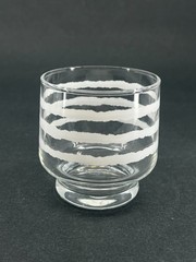 5 Pier 1 Imports White Bands 8 Oz Old Fashioned Glasses Set Clear Tumblers VTG