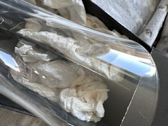Mikasa Vogue 507 Fluted Champagne/Pair Crystal Onyx/Clear (W/ Box) **DEFECT**