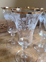 4 Mikasa Antique Lace Iced Tea Goblets Floral Gold