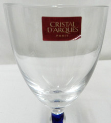 Cristal d’Arques Venise Saphir Wine Glasses Cobalt Blue Teardrop Stem Set 5 NEW