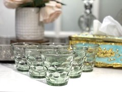 Glass Cup Set Green Color Gift Box 6 Tumblers Daily use Water Juice Soda Tea