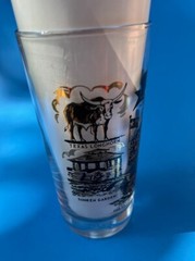 VINTAGE ~ CLEAR BLACK & GOLD «SAN ANTONIO MOST BEAUTIFUL CITY» SOUVENIR GLASS