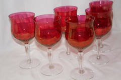West Virginia Glass Specialty Rose Lustre (6) Water Goblets, 6 5/8″
