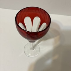 Crystal Legends Godinger Wine Glass Ruby Red Fine Dining Goblet Cut To Clear 8”