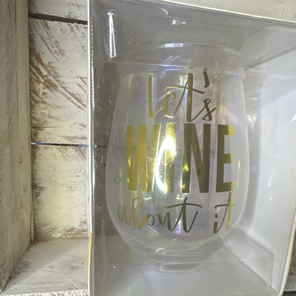 NEW Slant Collections Jumbo Stemless Wine Glass 30oz ‘Let’s Wine About It’