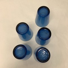 Vintage Cobalt Blue Vereco France Juice Glasses Tumblers 3 1/2” Tall Set 5