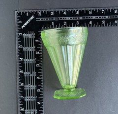 Vintage Jeannette Green Depression Glass Footed Ice Tea Tumbler Decor Cup