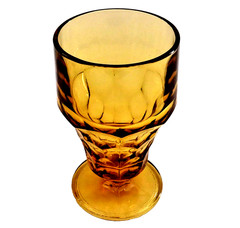 Anchor Hocking Georgian Glass Paneled Goblet Footed Tumbler Amber Gold 5.5″