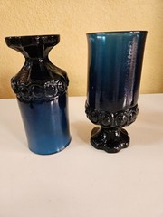 Tiffin Franciscan Madeira Dark Blue, 3 Iced Tea Goblets Glasses Ball Stem 120