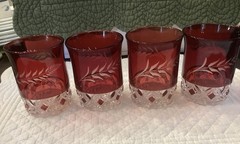 HTF Flint Glass Pillow Encircled / Midway #857 Ruby EAPG Tumblers – Set Of 4