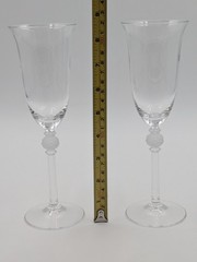 2 Mikasa Crystal Glass Promises Frosted Ball Stem 8 1/2″ Champagne Stems Flutes