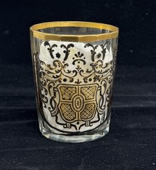 Late 1800s Bohemian Schwartzlot Gilt Cut Glass Renaissance Scene Armorial Cup