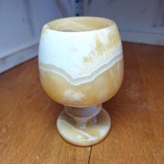Marble Onyx Alabaster Goblet Carved Natural Stone 5″H X 2.5” Opening X 2.5″Base