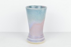 Studio Art Pottery Mug Hand Thrown Signed Ceramic Tall Coffee Cup Purple Teal