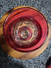 Vintage MCM Tiffin Kings Thumbprint Crown Ruby Red Glass+ Clear Cordial -1 Piece