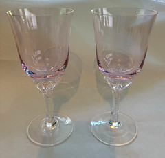 Vintage Sasaki Grand Hawthorne Coral Pink Iced Tea Goblets Pair 6 3/8
