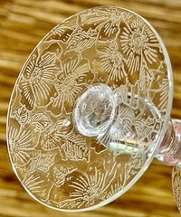 4 Imperial Glass CANDLEWICK Crystal WILD ROSE Etched 5″ Tall Champagne Goblets