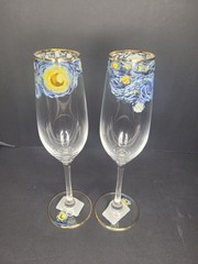Van Gogh Starry Night The Impressionists Champagne Flute Glass Set Of 2