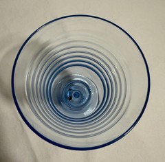 Set of 6 Vintage Blue Optic Swirl Stemmed Goblets Wine Water Glasses France 6…