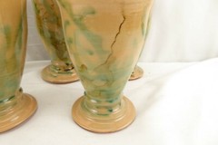 Jeff White Redware Lebanon PA Set 5 Footed Goblets Swirl Pattern B