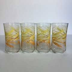 Vintage Libbey Golden Wheat Drinking Glasses Juice Tumbler Set Of 8 – 6 & 12 oz