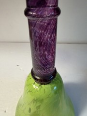 Handblown Art Glass Wine Chalice Bold Lime Green Purple Royal Blue