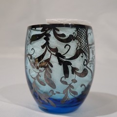 Vintage Venetian Gondola Themed Blue Cordial Glasses 24k Gold Trim BEAUTIFUL