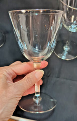 7 Vintage Crystal Stemware Wine/Water Glasses W/ Platinum Rim 6-3/4″ x 3-3/4″