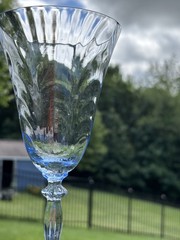 Cambridge Glass Caprice Moonlight Blue Optic 7 3/4″ Water Goblet 300 Stem VGUG