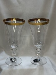 Pair of Mikasa Palatial water goblets with gold trim