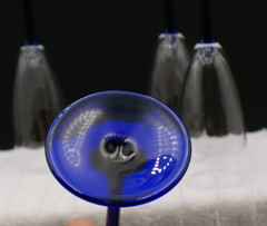Set of 4 France Cobalt Blue Stem Glass Champagne Flutes Vintage, Beautiful Color