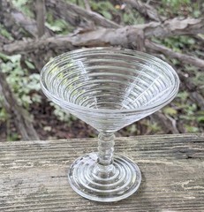 Anchor Hocking Manhattan Martini Glass Clear Ribbed Barware Compote ART DECO 30s
