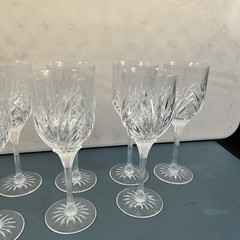 10 Cristal D’Arques-Durand MADRIGAL Water Goblet Glass Cut Fan 8.5” Clear Steam