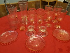 Arcoroc France Rosaline pink swirl mixed lot of 17 pieces
