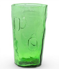 Vintage Mid Century Tex Decatur Glass Thumbprint Tumbler Green