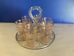 Vintage Glass Holder With Glasses Pink Depression Anchor Hocking