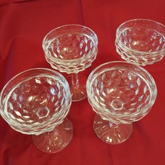 Set Of 4 Fostoria American Pattern Clear Champagne Coupe Tall Sherbet Glasses